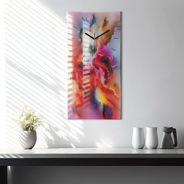 Vertikální skleněné hodiny Rozlitá barva