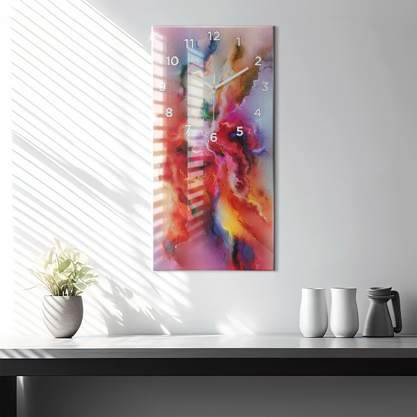 Vertikální skleněné hodiny Rozlitá barva
