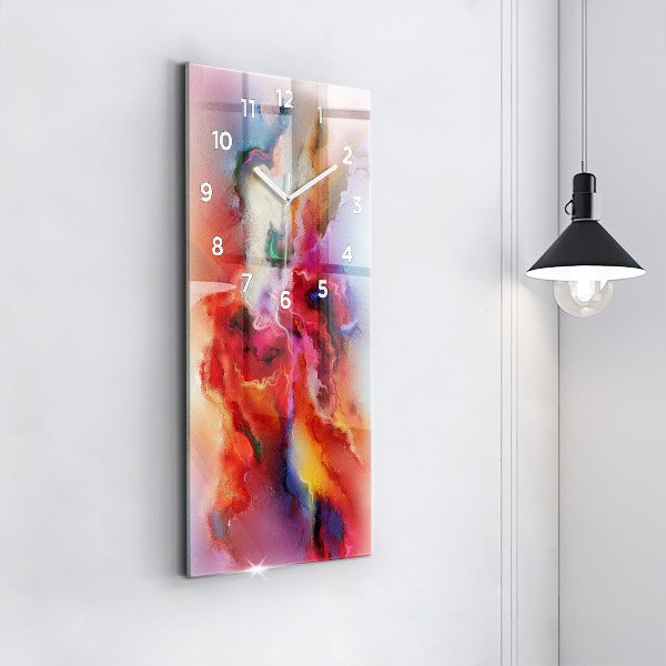 Vertikální skleněné hodiny Rozlitá barva