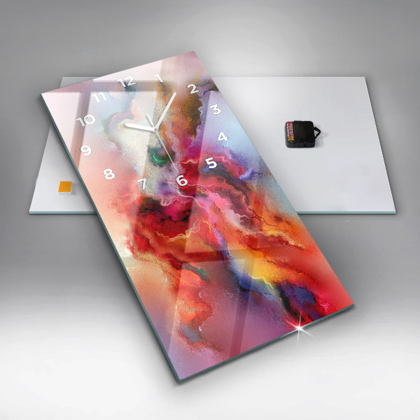 Vertikální skleněné hodiny Rozlitá barva