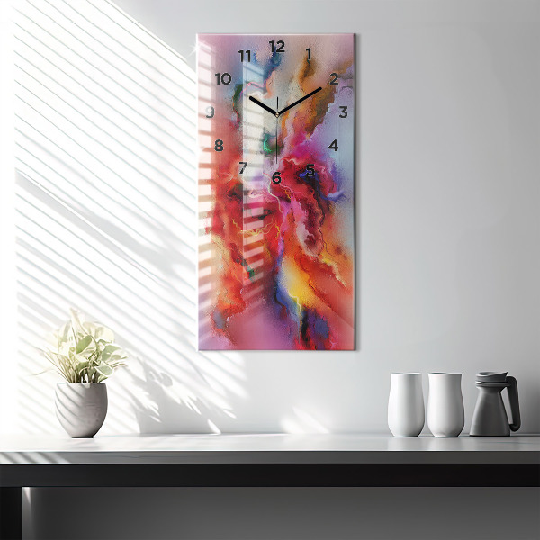 Vertikální skleněné hodiny Rozlitá barva
