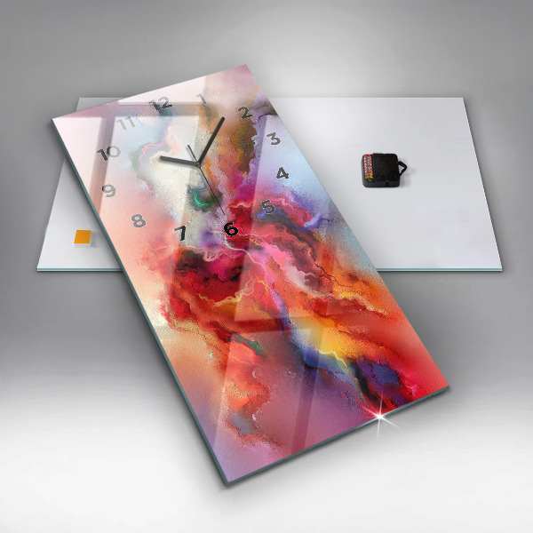 Vertikální skleněné hodiny Rozlitá barva