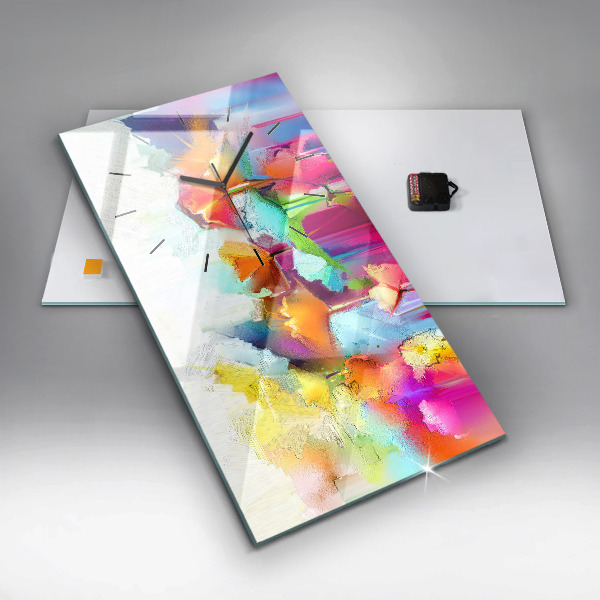 Vertikální skleněné hodiny Abstraktní květiny