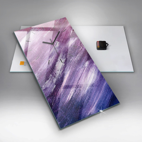 Vertikální skleněné hodiny Textura akrylové barvy