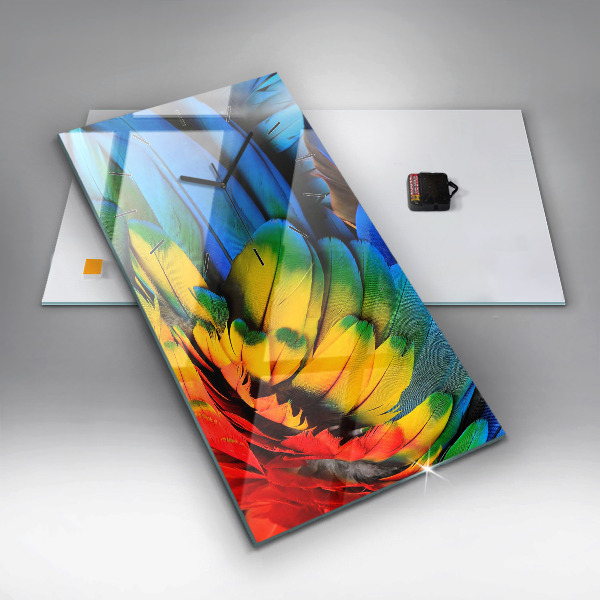 Vertikální skleněné hodiny Barevná ptačí křídla