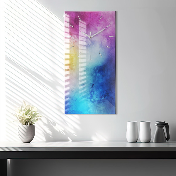 Vertikální skleněné hodiny Barevné skvrny