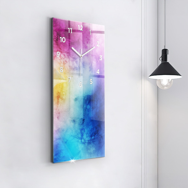 Vertikální skleněné hodiny Barevné skvrny