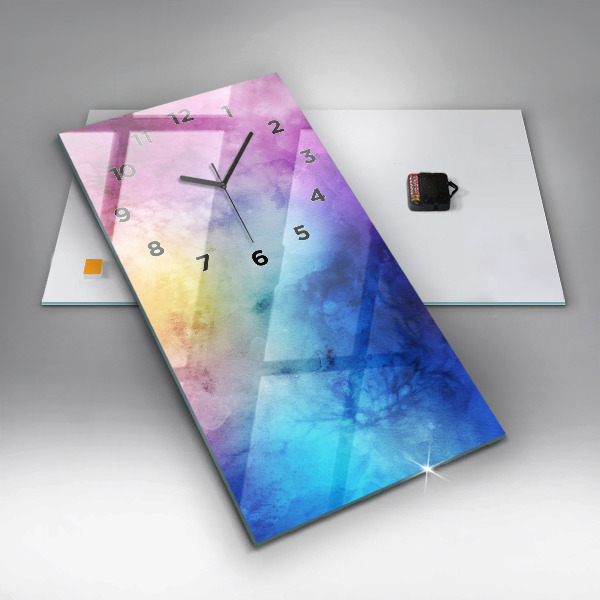 Vertikální skleněné hodiny Barevné skvrny