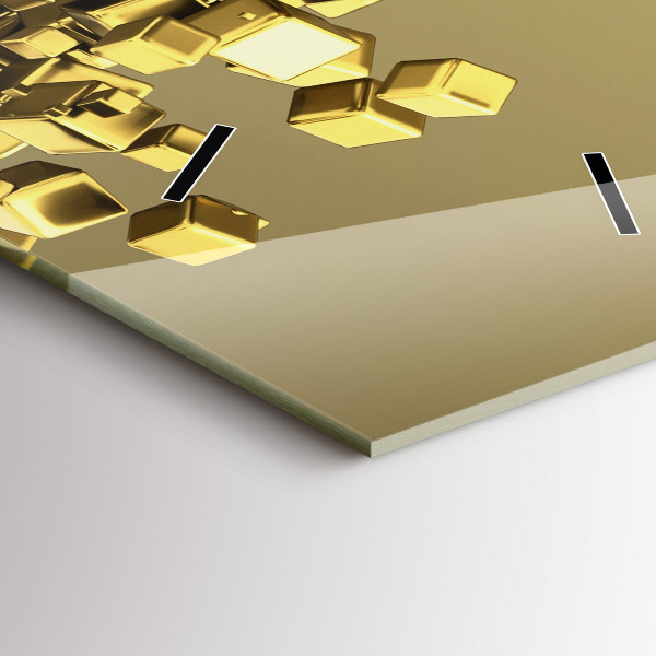 Vertikální nástěnné hodiny Zlaté čtverce