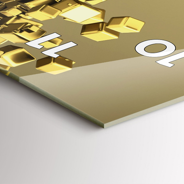 Vertikální nástěnné hodiny Zlaté čtverce