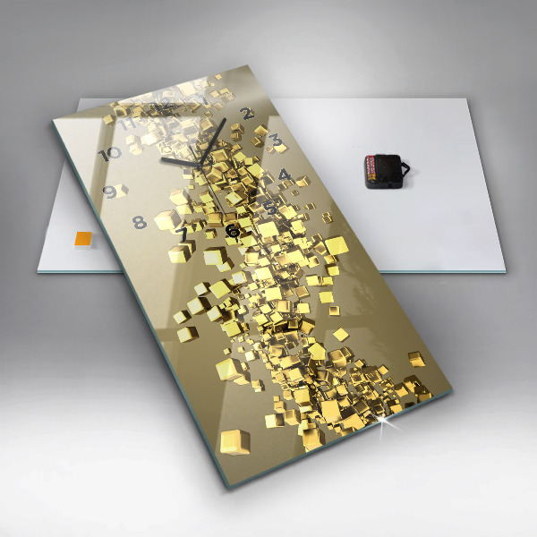 Vertikální nástěnné hodiny Zlaté čtverce