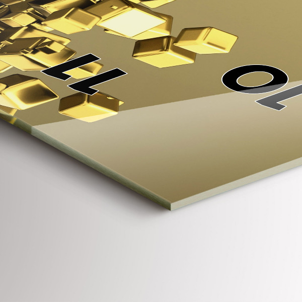 Vertikální nástěnné hodiny Zlaté čtverce