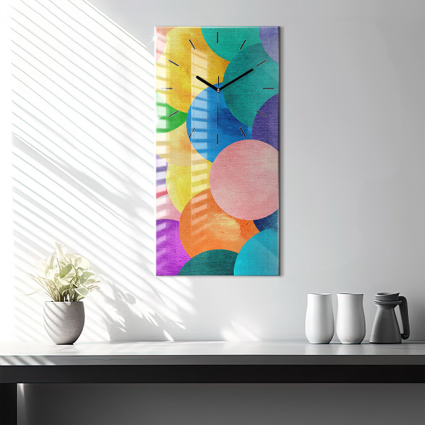 Vertikální skleněné hodiny Abstraktní kruhy