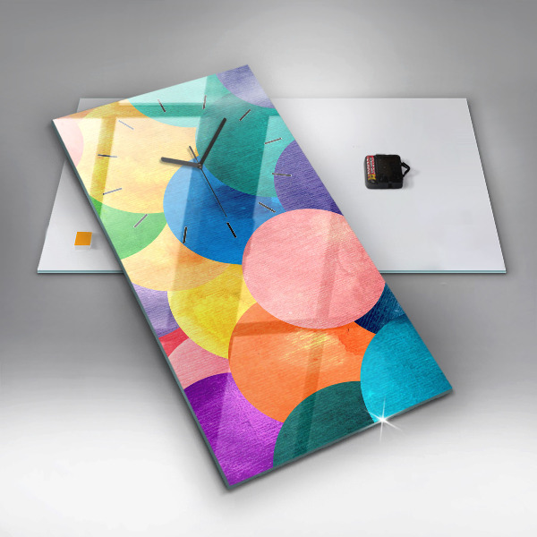 Vertikální skleněné hodiny Abstraktní kruhy