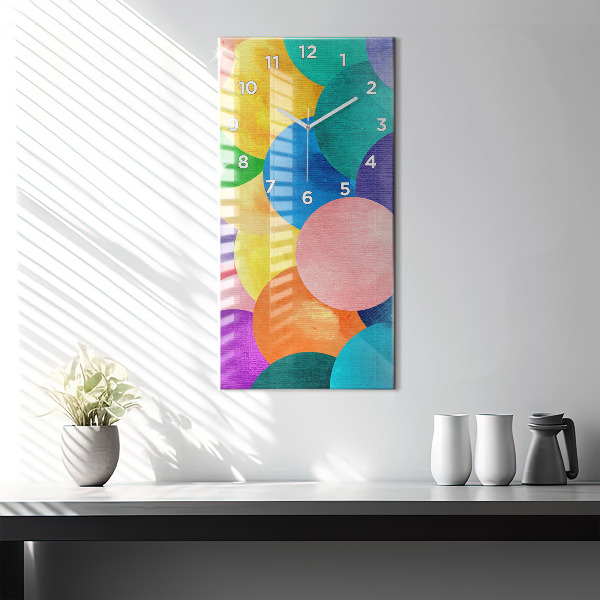 Vertikální skleněné hodiny Abstraktní kruhy