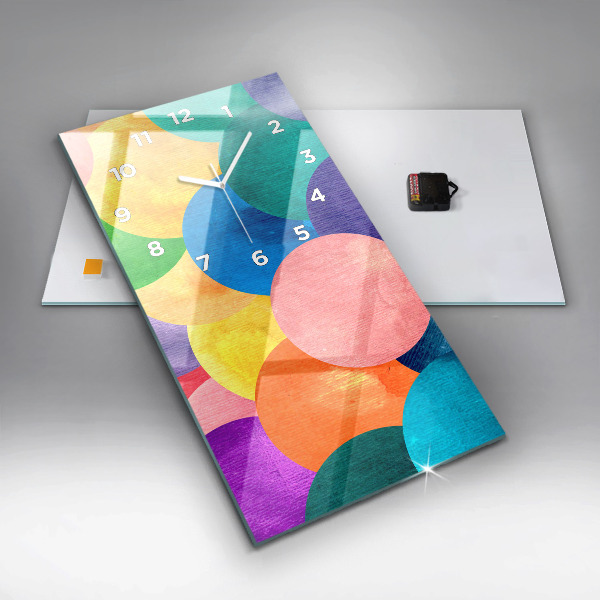 Vertikální skleněné hodiny Abstraktní kruhy