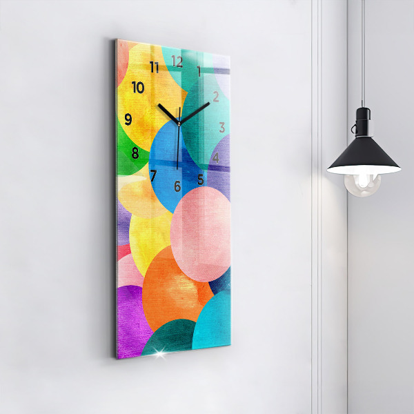 Vertikální skleněné hodiny Abstraktní kruhy