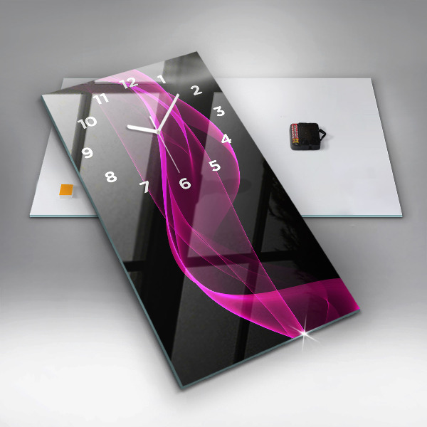 Vertikální nástěnné hodiny Růžová abstrakce