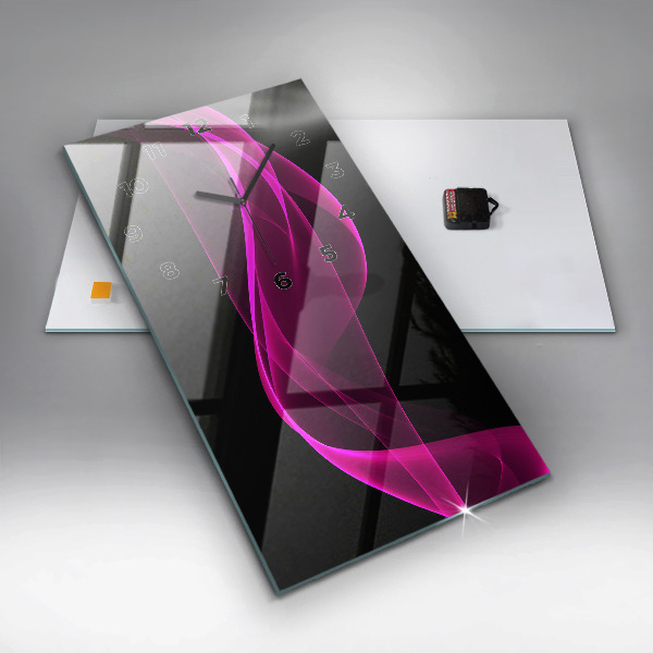 Vertikální nástěnné hodiny Růžová abstrakce