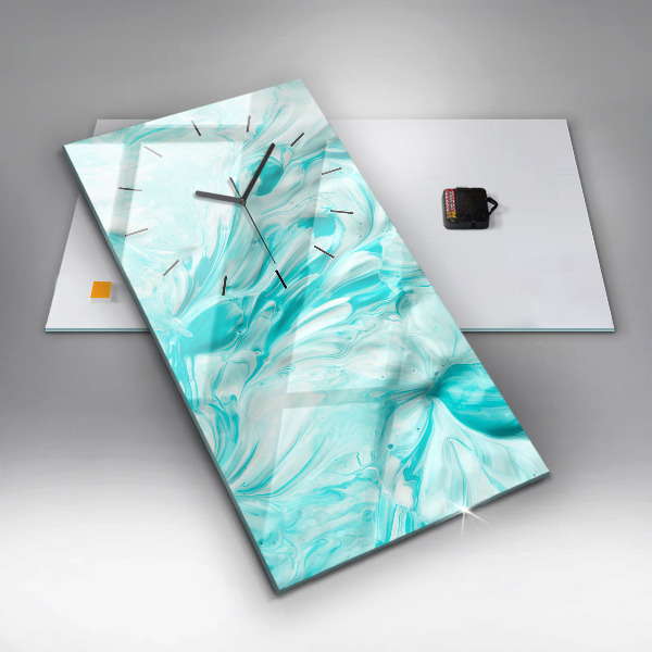 Vertikální skleněné hodiny Modrá abstrakce