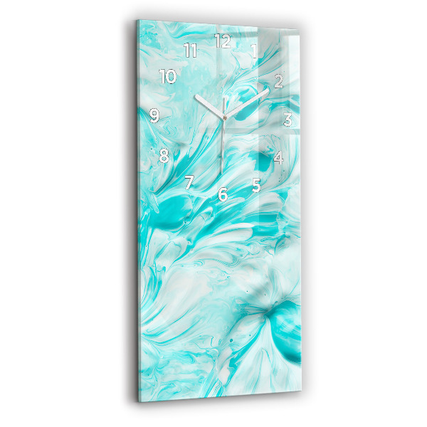 Vertikální skleněné hodiny Modrá abstrakce