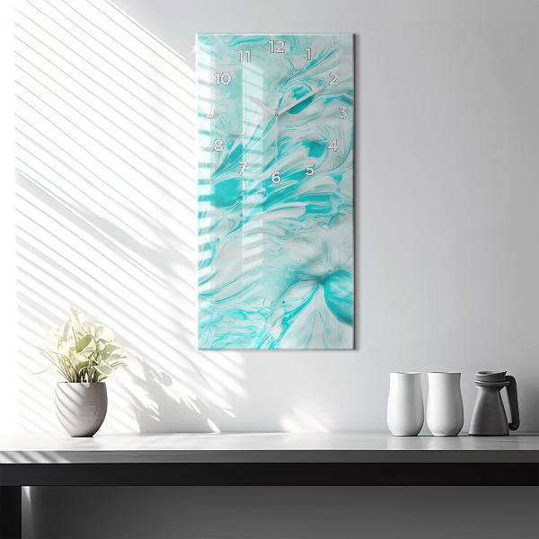 Vertikální skleněné hodiny Modrá abstrakce