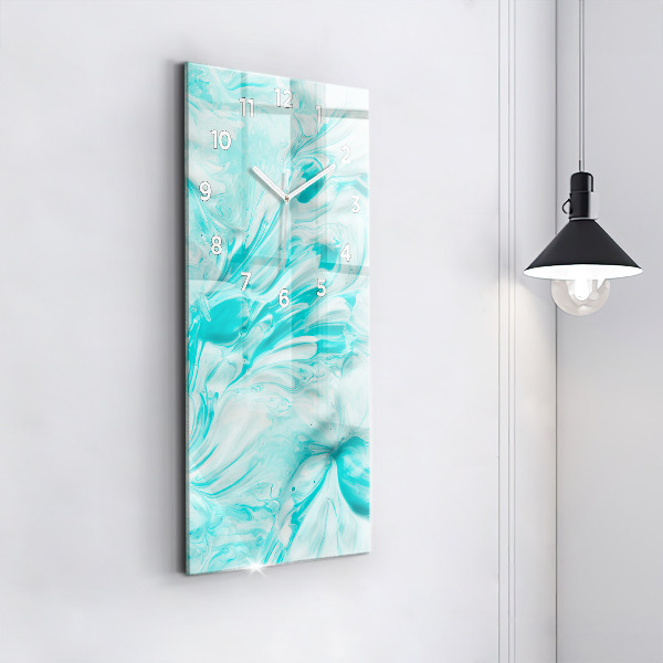 Vertikální skleněné hodiny Modrá abstrakce