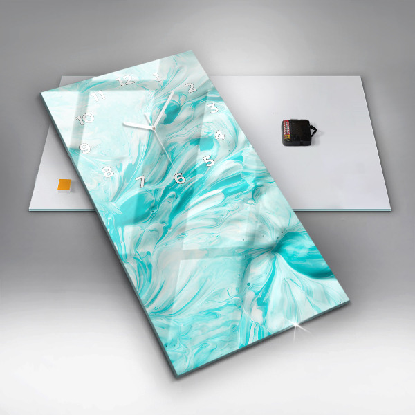 Vertikální skleněné hodiny Modrá abstrakce