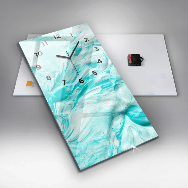 Vertikální skleněné hodiny Modrá abstrakce