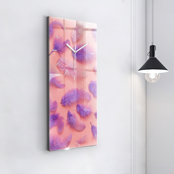 Vertikální skleněné hodiny Barevné peří