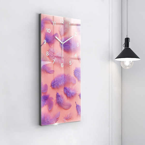 Vertikální skleněné hodiny Barevné peří