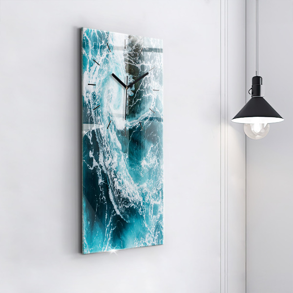 Vertikální nástěnné hodiny Vířící zpěněné vlny