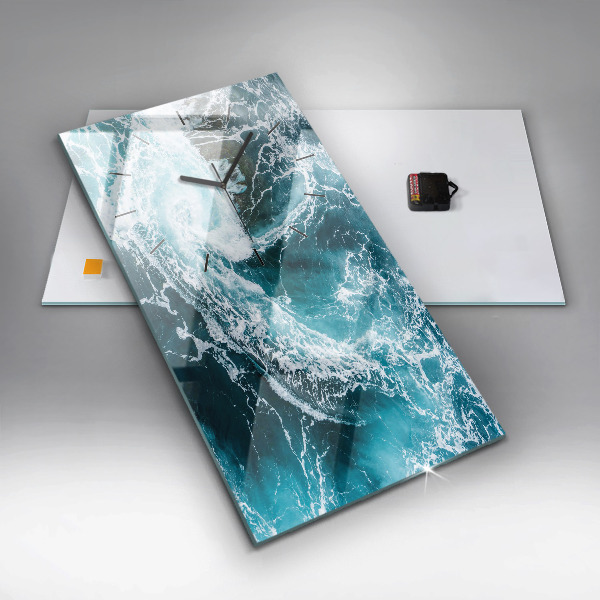 Vertikální nástěnné hodiny Vířící zpěněné vlny