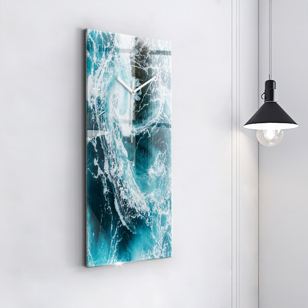 Vertikální nástěnné hodiny Vířící zpěněné vlny