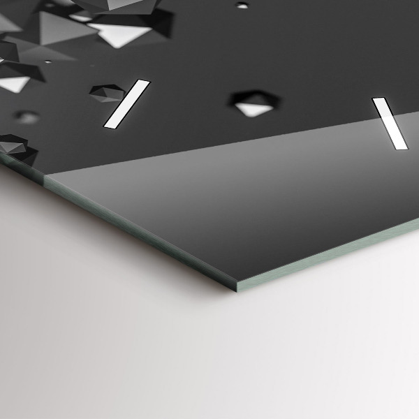 Vertikální skleněné hodiny Černá abstrakce