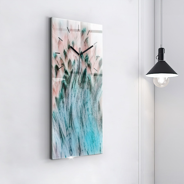 Vertikální skleněné hodiny Barevné peří