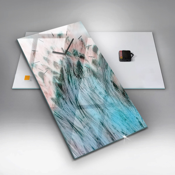 Vertikální skleněné hodiny Barevné peří