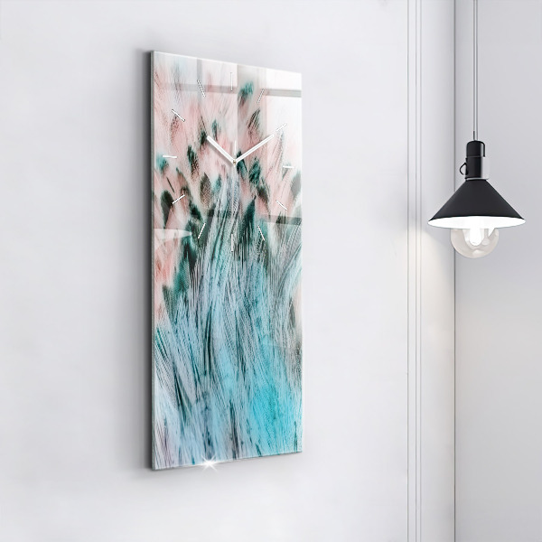 Vertikální skleněné hodiny Barevné peří