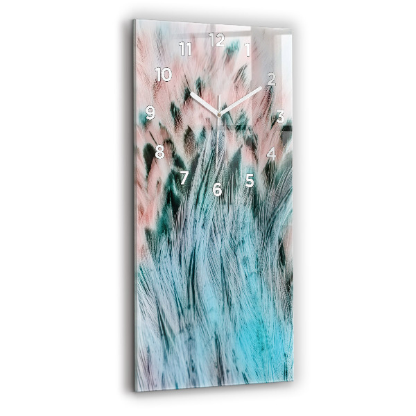 Vertikální skleněné hodiny Barevné peří