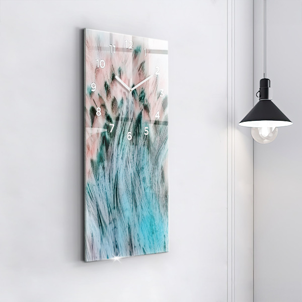 Vertikální skleněné hodiny Barevné peří