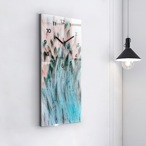 Vertikální skleněné hodiny Barevné peří