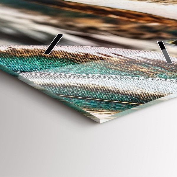 Vertikální skleněné hodiny Světle hnědé ptačí peří