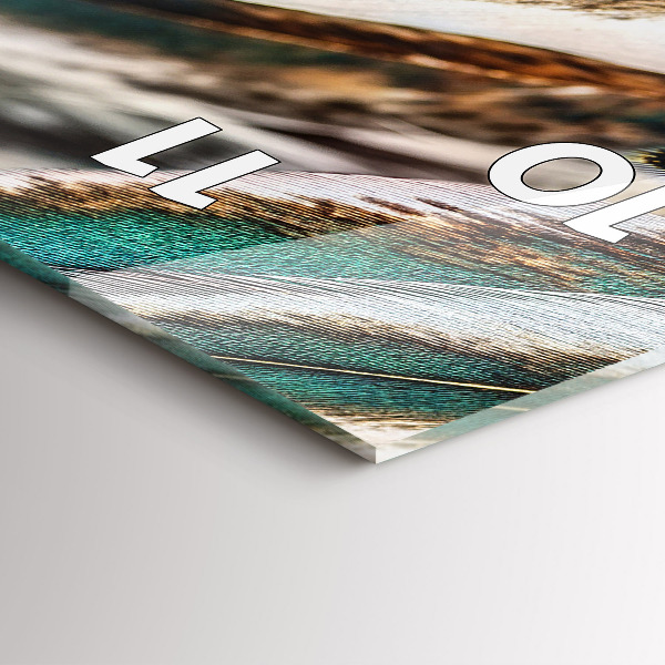 Vertikální skleněné hodiny Světle hnědé ptačí peří