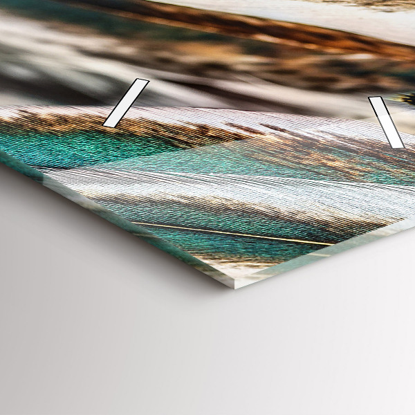 Vertikální skleněné hodiny Světle hnědé ptačí peří