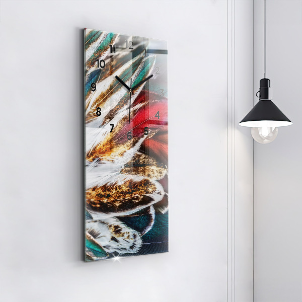 Vertikální skleněné hodiny Světle hnědé ptačí peří