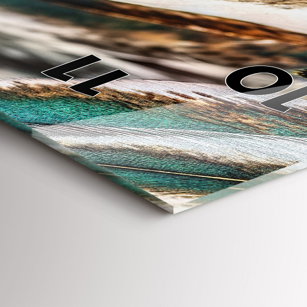 Vertikální skleněné hodiny Světle hnědé ptačí peří