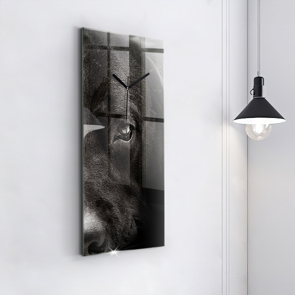 Vertikální skleněné hodiny Pes a skotská kočka