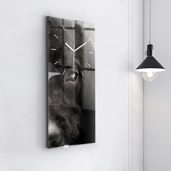 Vertikální skleněné hodiny Pes a skotská kočka