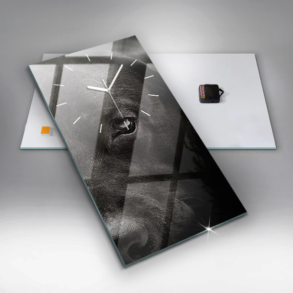 Vertikální skleněné hodiny Pes a skotská kočka