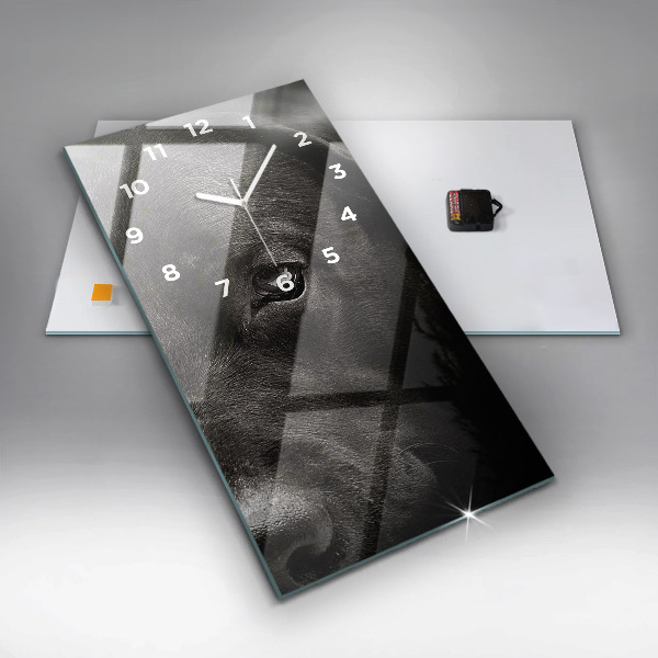 Vertikální skleněné hodiny Pes a skotská kočka